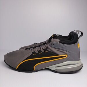 Puma Cell Fraction Grey Black Yellow Mens Mid Top Sneakers 377119-02 Size 11
